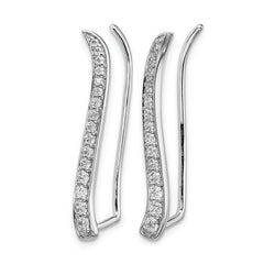 14k White Gold Diamond Ear Climber Earrings