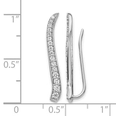 14k White Gold Diamond Ear Climber Earrings
