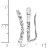 14k White Gold Diamond Ear Climber Earrings - 4