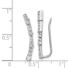 14k White Gold Diamond Ear Climber Earrings - 4