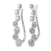 14k White Gold Diamond Ear Climber Earrings - 5