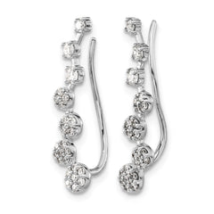 14k White Gold Diamond Ear Climber Earrings - 5