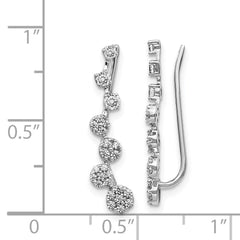14k White Gold Diamond Ear Climber Earrings - 5