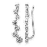 14k White Gold Diamond Ear Climber Earrings - 5