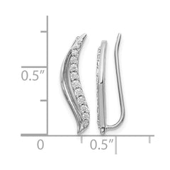 14k White Gold Diamond Wave Ear Climber Earrings