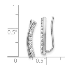 14k White Gold Diamond Ear Climber Earrings - 3