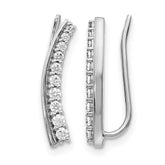 14k White Gold Diamond Ear Climber Earrings - 3