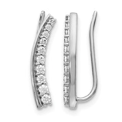 14k White Gold Diamond Ear Climber Earrings - 3