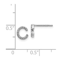 14k White Gold Diamond Initial C Earrings - 2