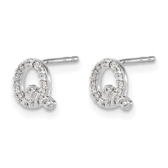 14k White Gold Diamond Initial Q Earrings