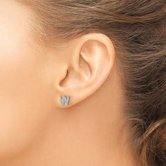 14k White Gold Diamond Initial W Earrings