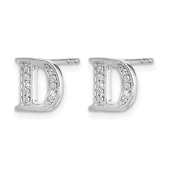 14k White Gold Diamond Initial D Earrings - 2