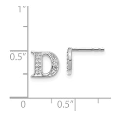 14k White Gold Diamond Initial D Earrings - 2
