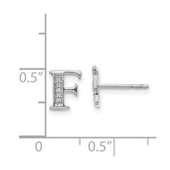 14k White Gold Diamond Initial F Earrings - 2