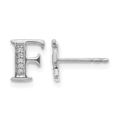 14k White Gold Diamond Initial F Earrings - 2