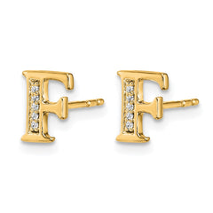 14k Diamond Initial F Earrings