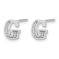 14k White Gold Diamond Initial G Earrings - 2