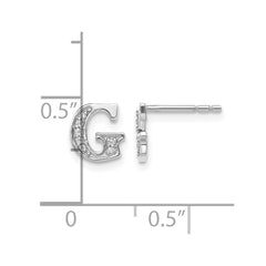 14k White Gold Diamond Initial G Earrings - 2