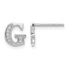 14k White Gold Diamond Initial G Earrings - 2