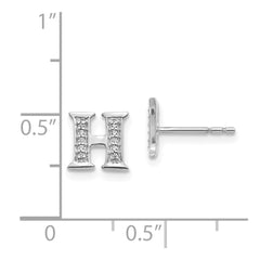 14k White Gold Diamond Initial H Earrings - 2