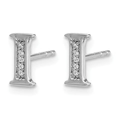 14k White Gold Diamond Initial I Earrings - 2