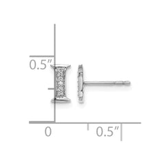 14k White Gold Diamond Initial I Earrings - 2