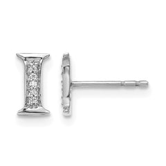 14k White Gold Diamond Initial I Earrings - 2
