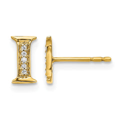 14k Diamond Initial I Earrings