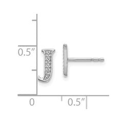 14k White Gold Diamond Initial J Earrings