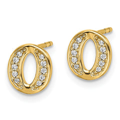 14k Diamond Initial O Earrings