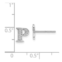 14k White Gold Diamond Initial P Earrings - 2