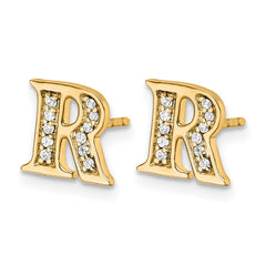 14k Diamond Initial R Earrings