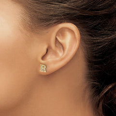 14k Diamond Initial R Earrings
