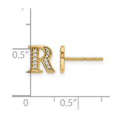 14k Diamond Initial R Earrings