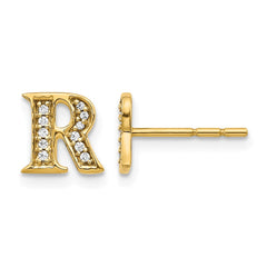 14k Diamond Initial R Earrings