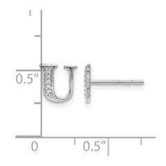 14k White Gold Diamond Initial U Earrings - 2