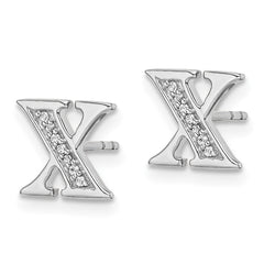 14k White Gold Diamond Initial X Earrings - 2
