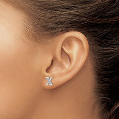 14k White Gold Diamond Initial X Earrings - 2