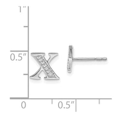 14k White Gold Diamond Initial X Earrings - 2