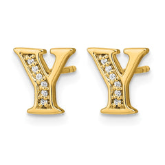 14k Diamond Initial Y Earrings