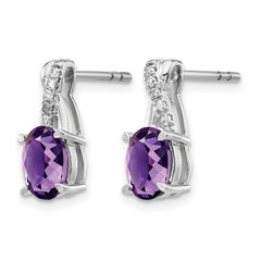 14k White Gold Amethyst and Diamond Earrings - 5