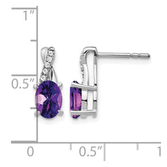 14k White Gold Amethyst and Diamond Earrings - 5