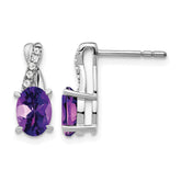 14k White Gold Amethyst and Diamond Earrings - 5