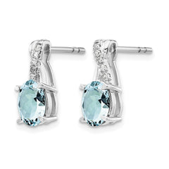 14K White Gold Aquamarine and Diamond Earrings