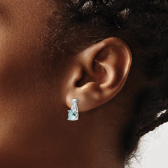 14K White Gold Aquamarine and Diamond Earrings