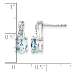 14K White Gold Aquamarine and Diamond Earrings
