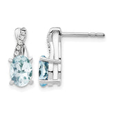 14K White Gold Aquamarine and Diamond Earrings