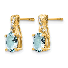 14K Aquamarine and Diamond Earrings