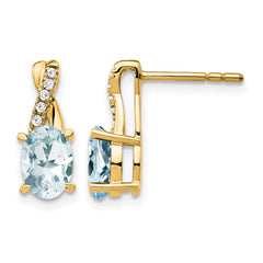 14K Aquamarine and Diamond Earrings