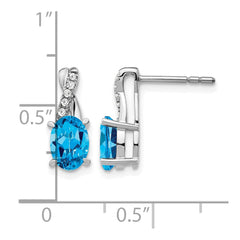 14k White Gold Blue Topaz and Diamond Earrings - 5